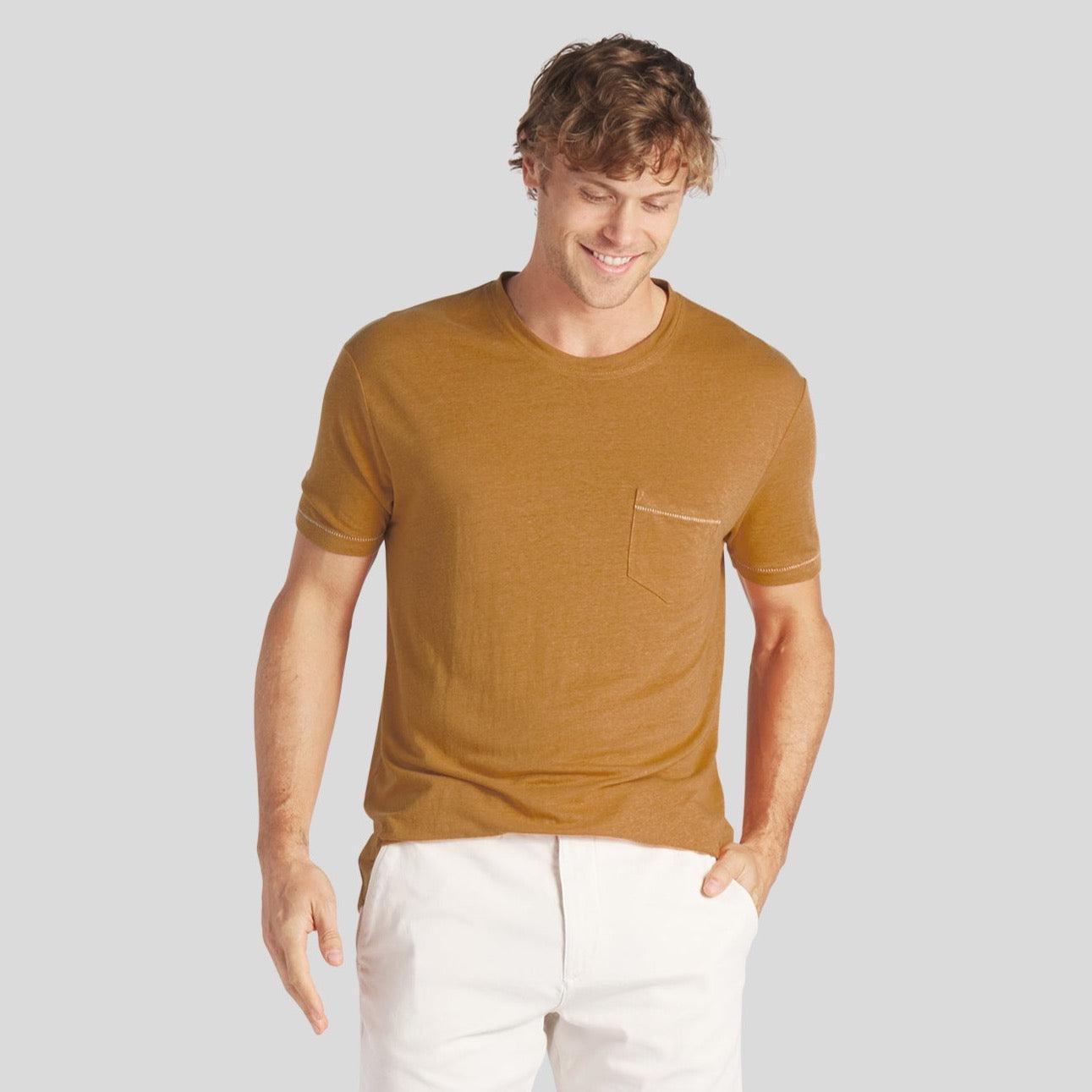 Safari Linen Blend Pocket Tee - Adobe (Final Sale) Product Image