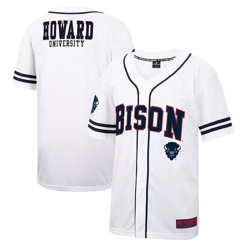 Mens Colosseum White Howard Bison Free Spirited Mesh Button-Up Baseball Jersey - White Product Image