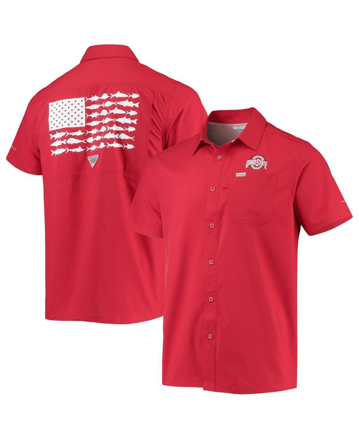 Mens Columbia PFG Scarlet Ohio State Buckeyes Slack Tide Camp Button-Up Shirt Product Image