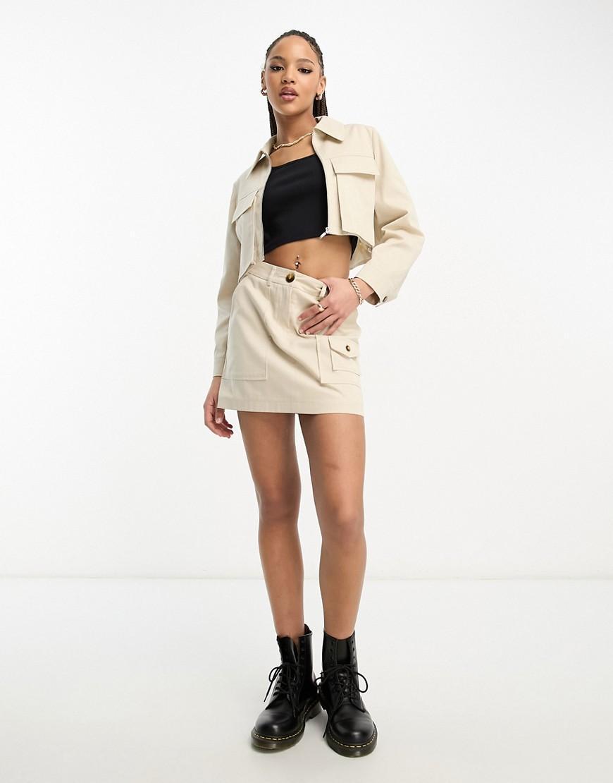 Miss Selfridge cargo pocket utility mini skirt in ecru - part of a set Product Image