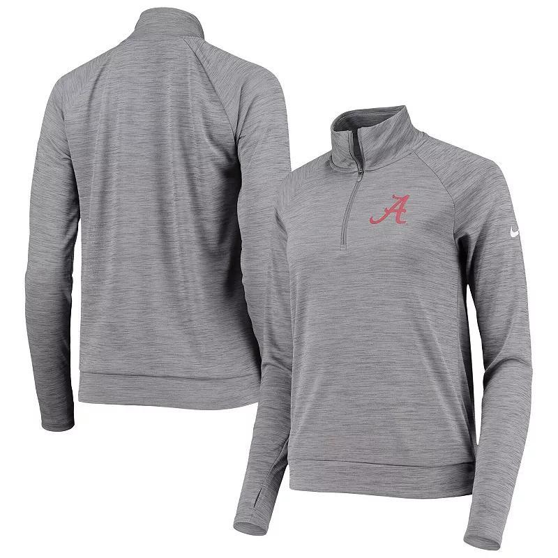 Womens Nike Heathered Gray Alabama Crimson Tide Pacer Raglan Performance Quarter-Zip Jacket Product Image