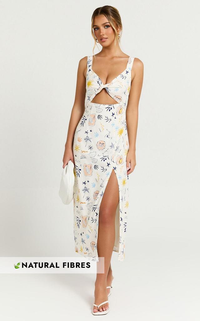 Nicola Midi Dress - Strappy Front Twist Cut Out Column Dress in Soleil Print Product Image