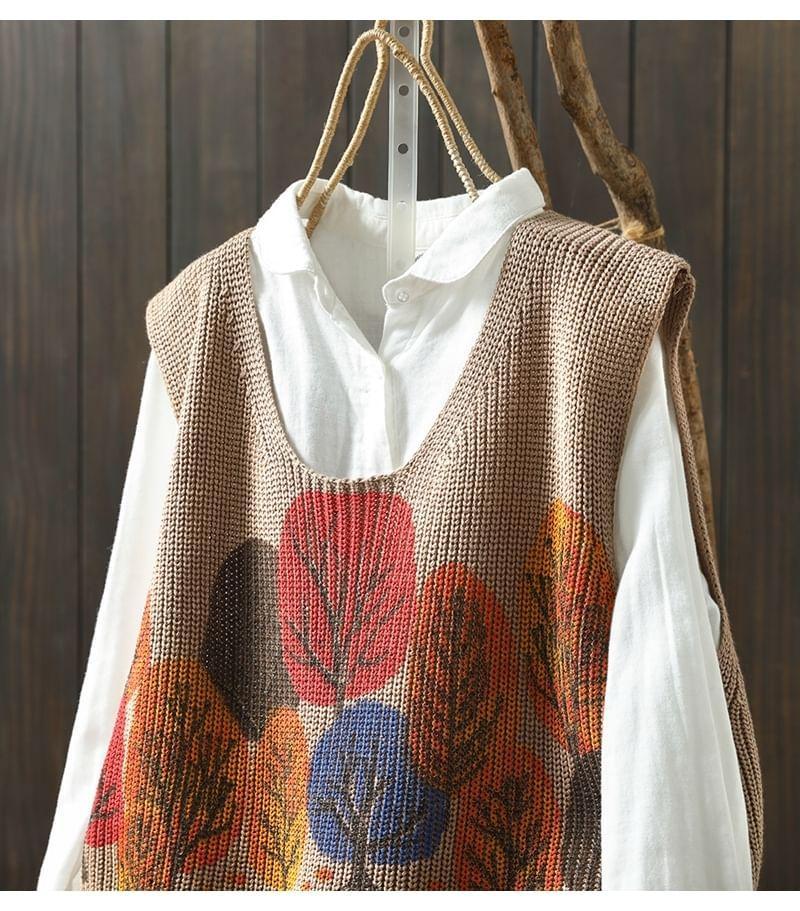 U-Neck Jacquard Sweater Vest Product Image