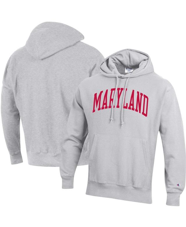 Mens Champion Heathered Gray Maryland Terrapins Team Arch Reverse Weave Pullover Hoodie Product Image