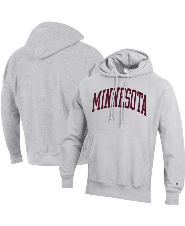 Mens Champion Heathered Gray Minnesota Golden Gophers Team Arch Reverse Weave Pullover Hoodie Product Image