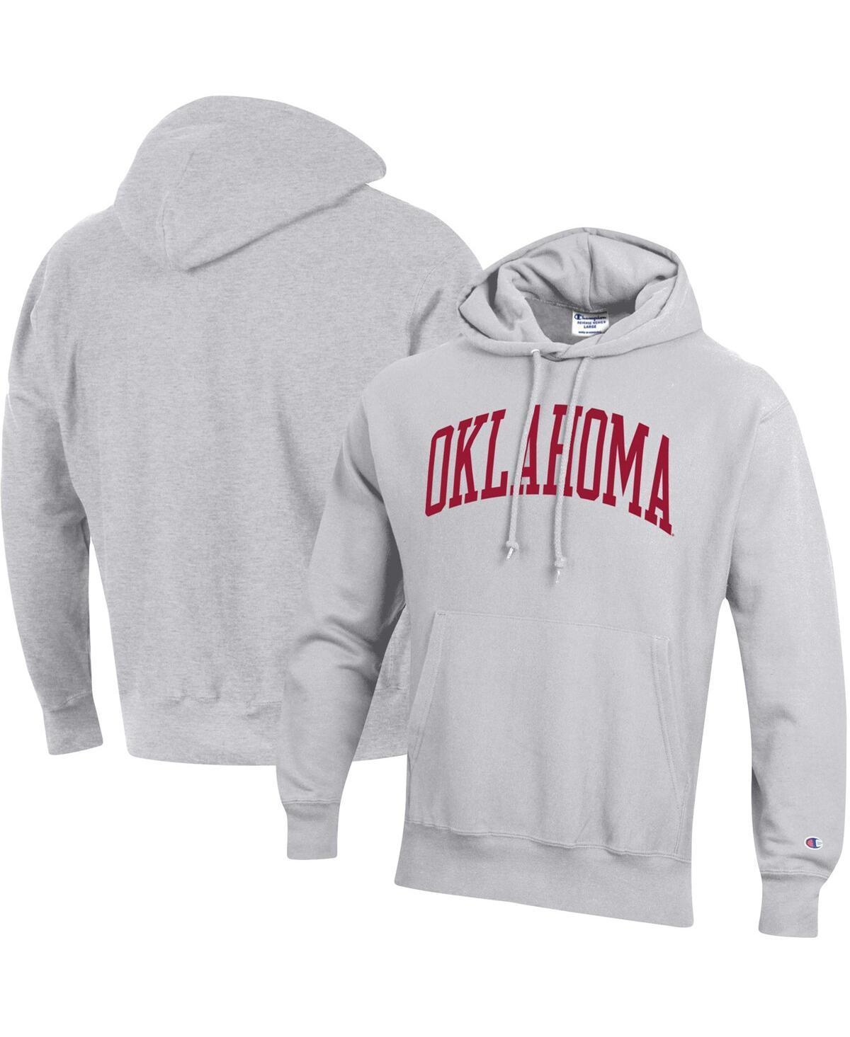 Mens Champion Heathered Gray Oklahoma Sooners Big & Tall Reverse Weave Fleece Pullover Hoodie Sweatshirt Product Image