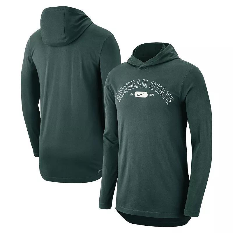 Mens Nike Green Michigan State Spartans Campus Performance Long Sleeve Hoodie T-Shirt Product Image