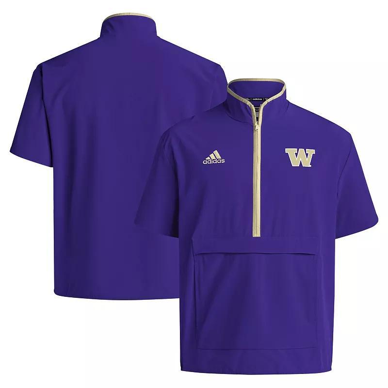 Mens adidas Washington Huskies Coaches Sideline Half-Zip Short Sleeve Jacket Product Image