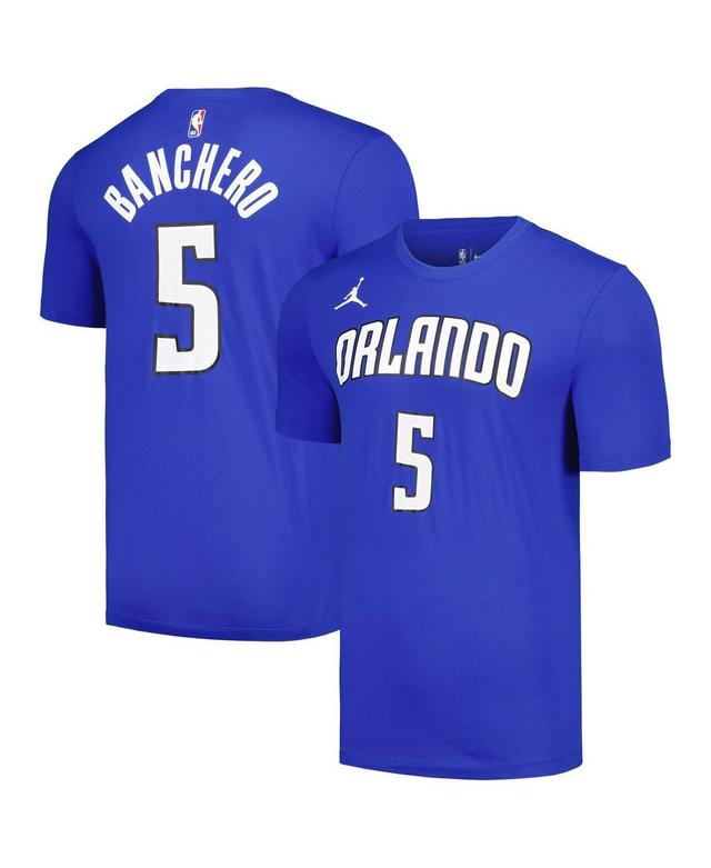 Mens Jordan Paolo Banchero Blue Orlando Magic 2022/23 Statement Edition Name and Number T-shirt Product Image