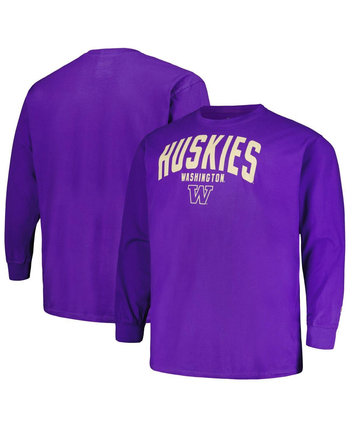 Mens Champion Purple Washington Huskies Big and Tall Arch Long Sleeve T-shirt Product Image