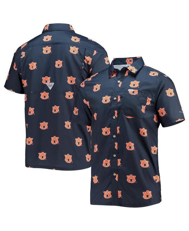 Mens Columbia Auburn Tigers Super Slack Tide Omni-Shade Button-Up Shirt Blue Product Image