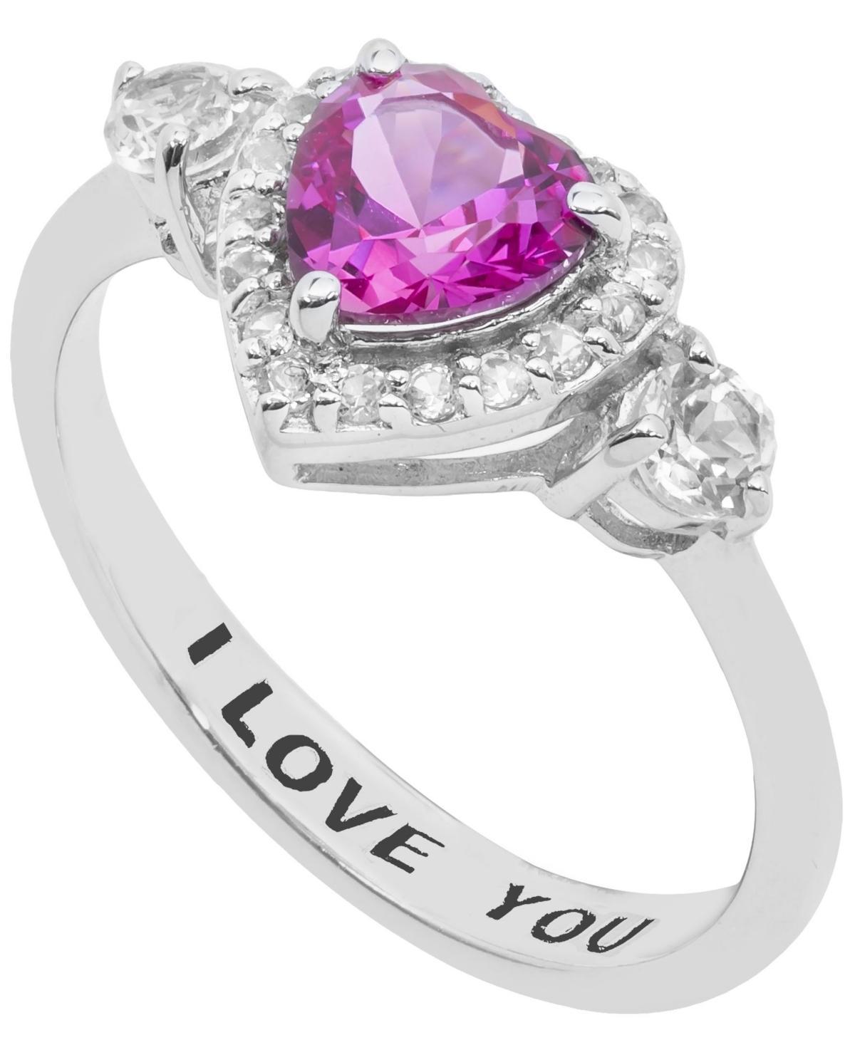 Womens Heart I Love You Message Ring in Sterling Silver Product Image