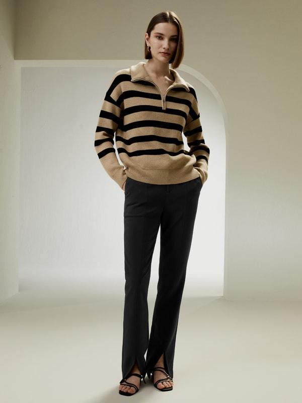 Collared Quarter-Zip Wool Sweater Product Image