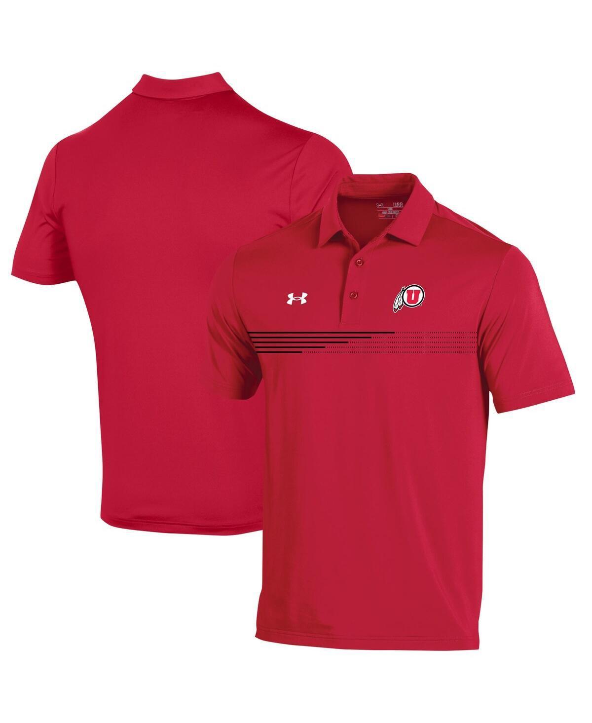 Mens Under Armour Red Utah Utes Tee To Green Stripe Polo Product Image