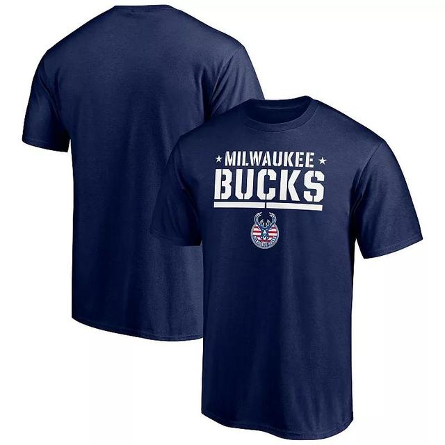 Mens Fanatics Branded Milwaukee Bucks Hoops For Troops Trained T-Shirt Blue Product Image