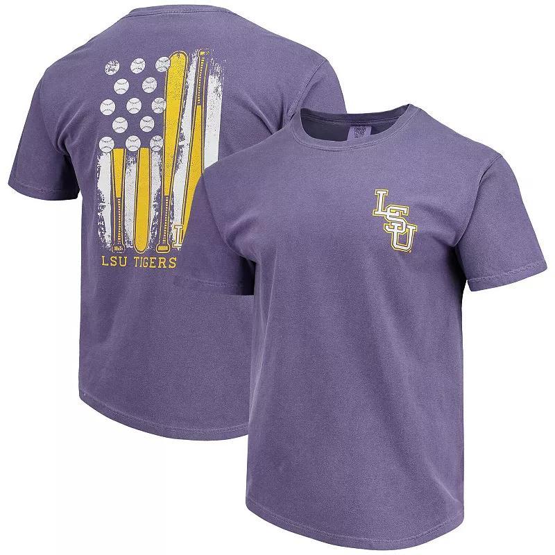 Mens Purple Lsu Tigers Baseball Flag Comfort Colors T-shirt Product Image