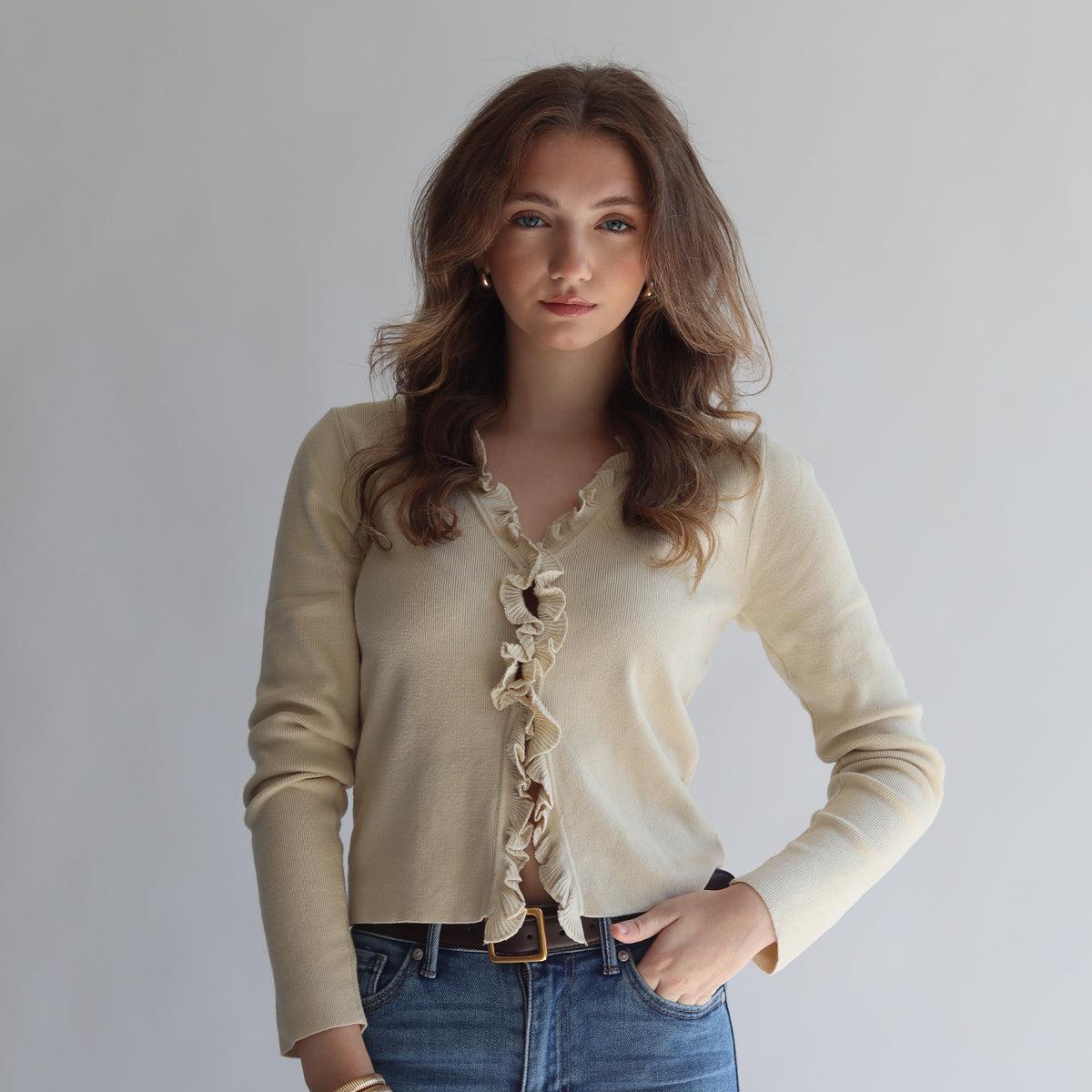 Ruffle Neckline Cardigan product image