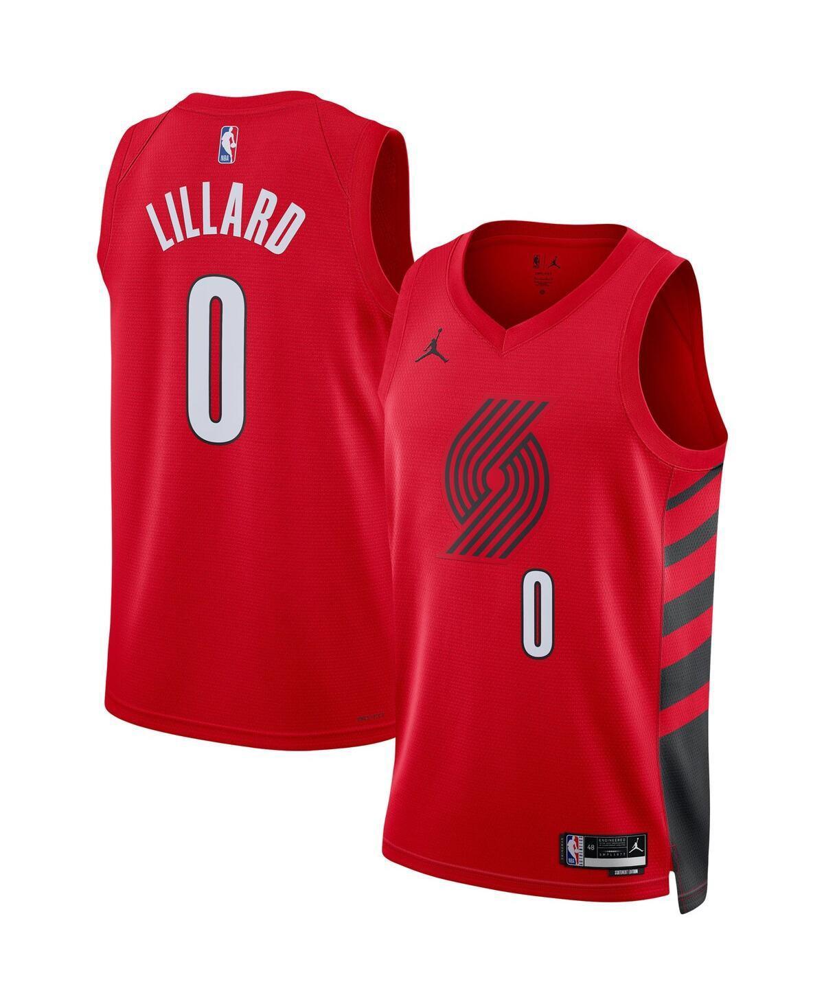 Mens Jordan Damian Lillard Red Portland Trail Blazers 2022/23 Statement Edition Swingman Jersey - Red Product Image