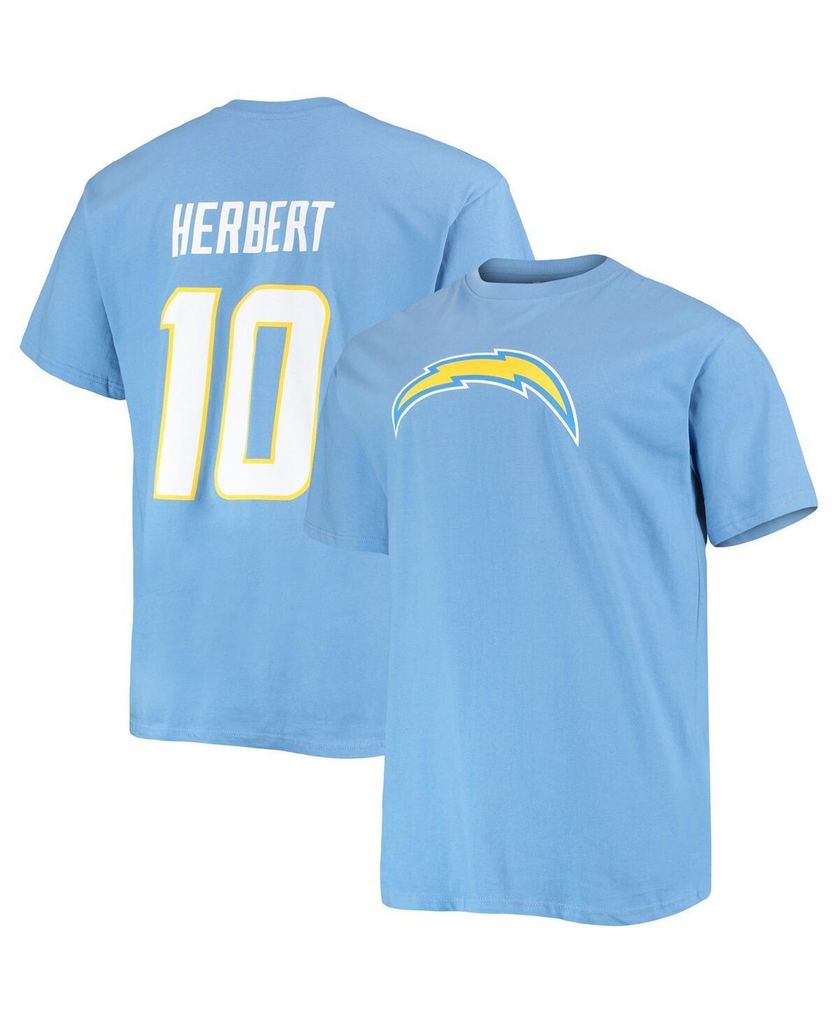 Mens Fanatics Justin Herbert Powder Blue Los Angeles Chargers Big and Tall Player Name and Number T-shirt Product Image