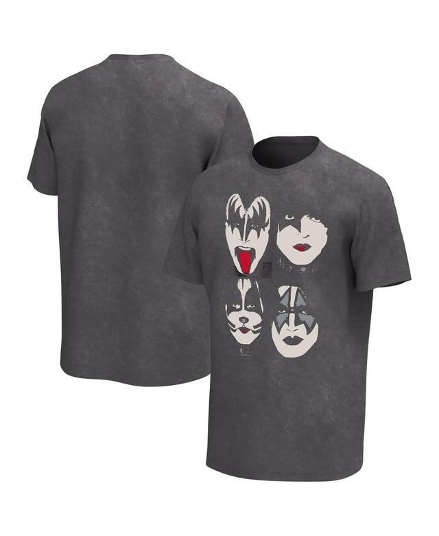 Mens Black Kiss Faces Washed Graphic T-shirt Product Image