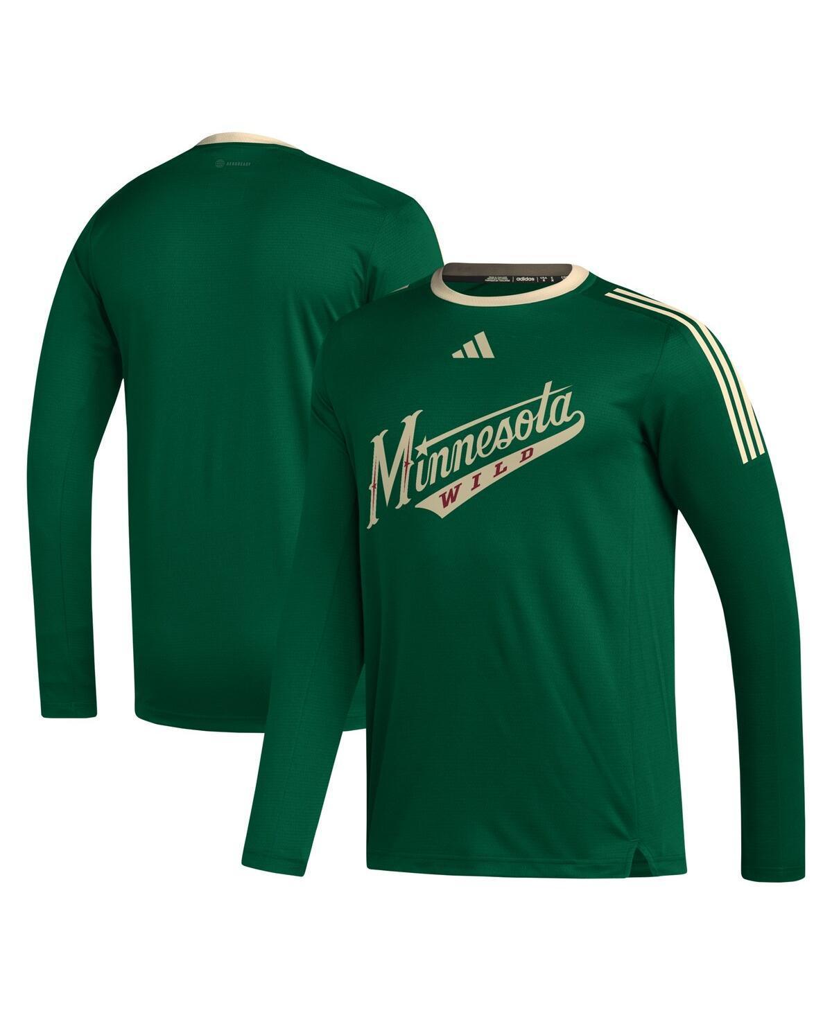 Mens adidas Green Minnesota Wild Aeroready Long Sleeve T-shirt Product Image