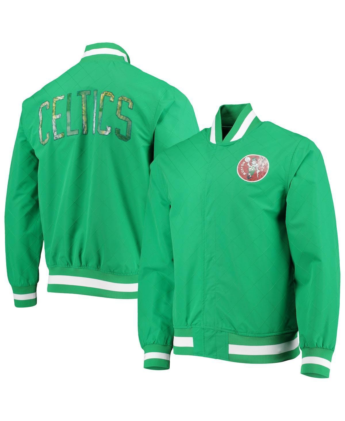 Mens Boston Celtics Kelly Green Mitchell & Ness Hardwood Classics 75th Anniversary Authentic Warmup Full-Snap Jacket Product Image