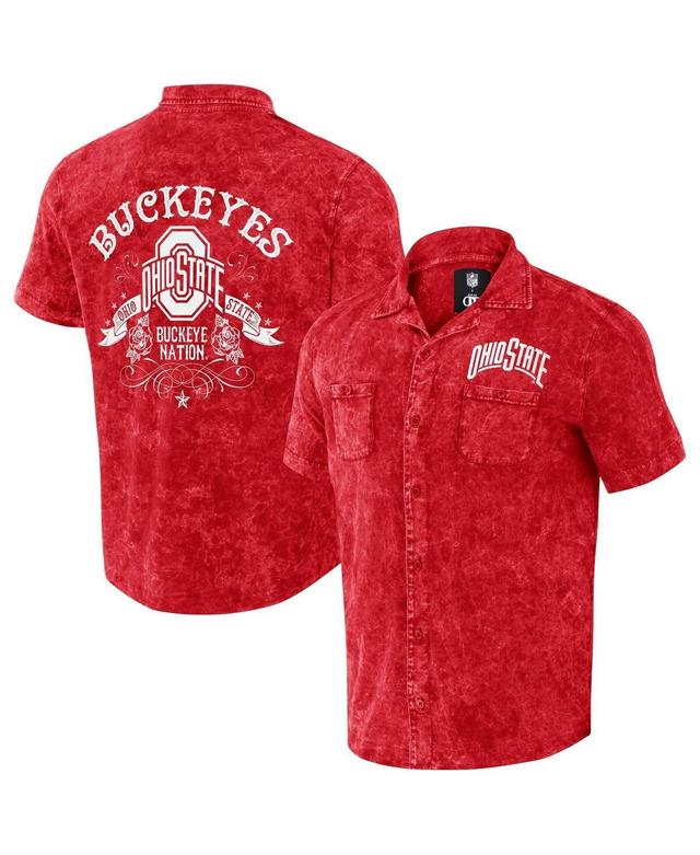 Mens Darius Rucker Collection by Fanatics Scarlet Ohio State Buckeyes Team Color Button-Up Shirt Product Image