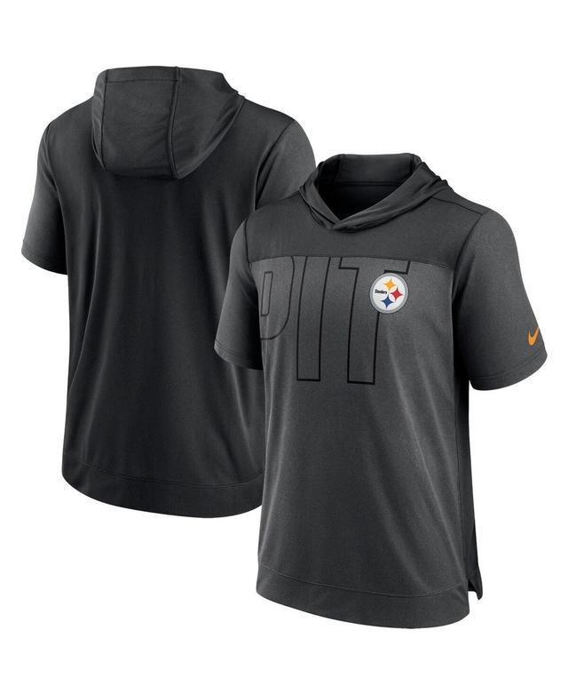 Mens Heathered Charcoal Pittsburgh Steelers Performance Hoodie T-shirt - Heathered Charcoal Product Image