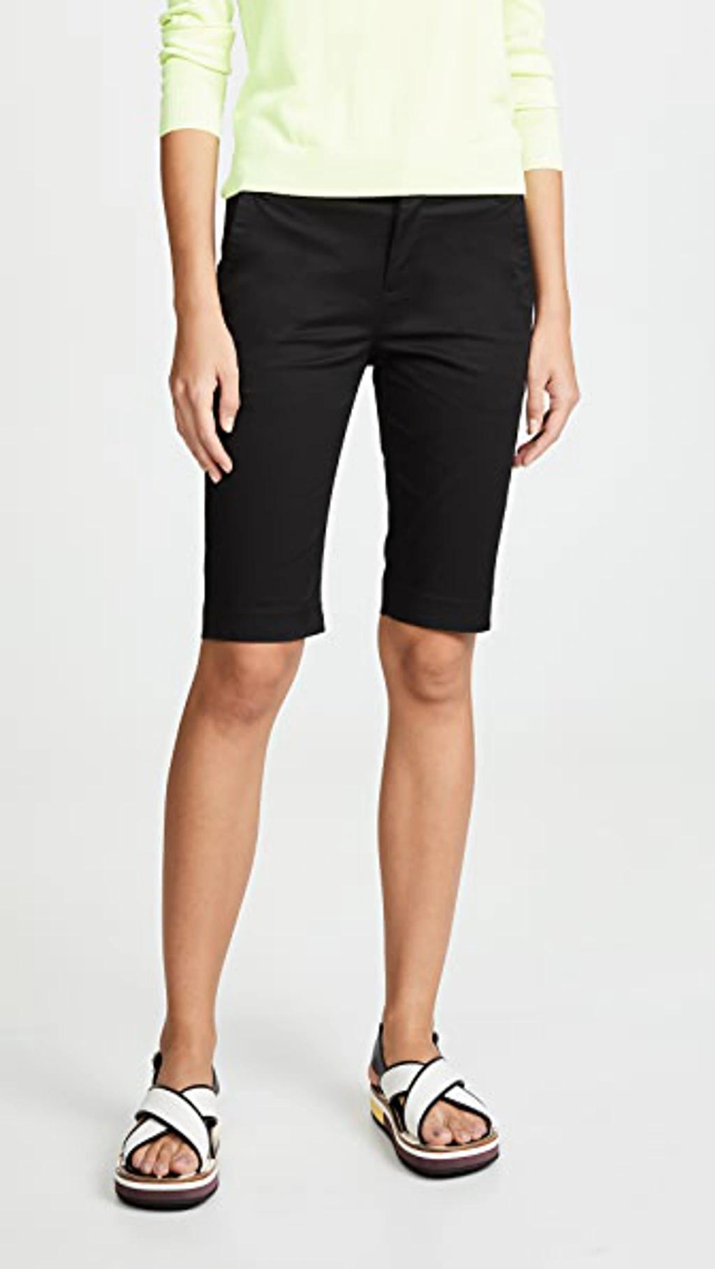 Knee-length Side Pocket Chino Shorts In Black Product Image