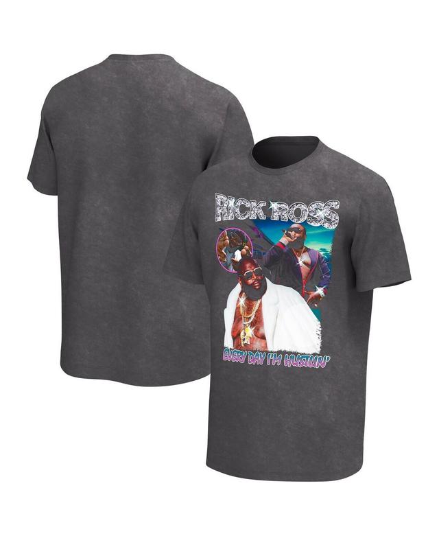 Mens Charcoal Rick Ross Collage Washed Graphic T-shirt Product Image