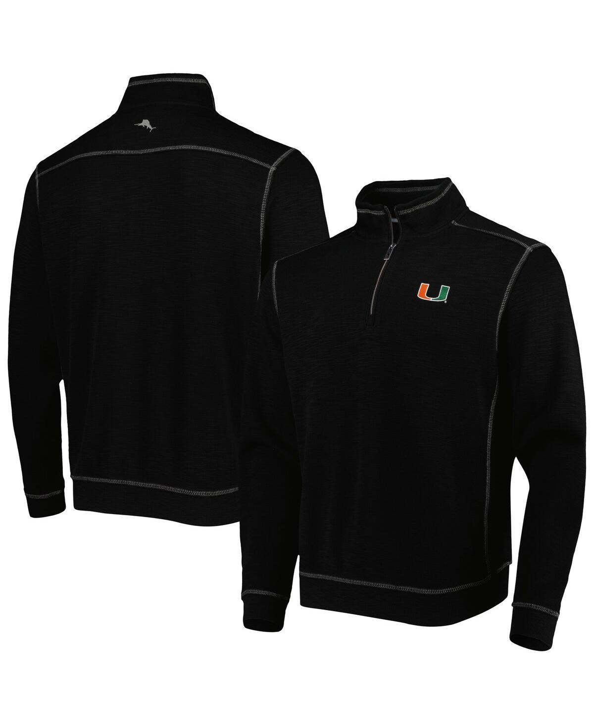 Tommy Bahama Mens Black Miami Hurricanes Sport Tobago Bay Tri-Blend Mock Neck Half-Zip Jacket Product Image