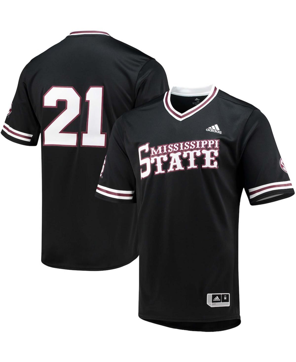 Mens adidas Black Mississippi State Bulldogs Replica V-Neck Baseball Jersey - Black Product Image