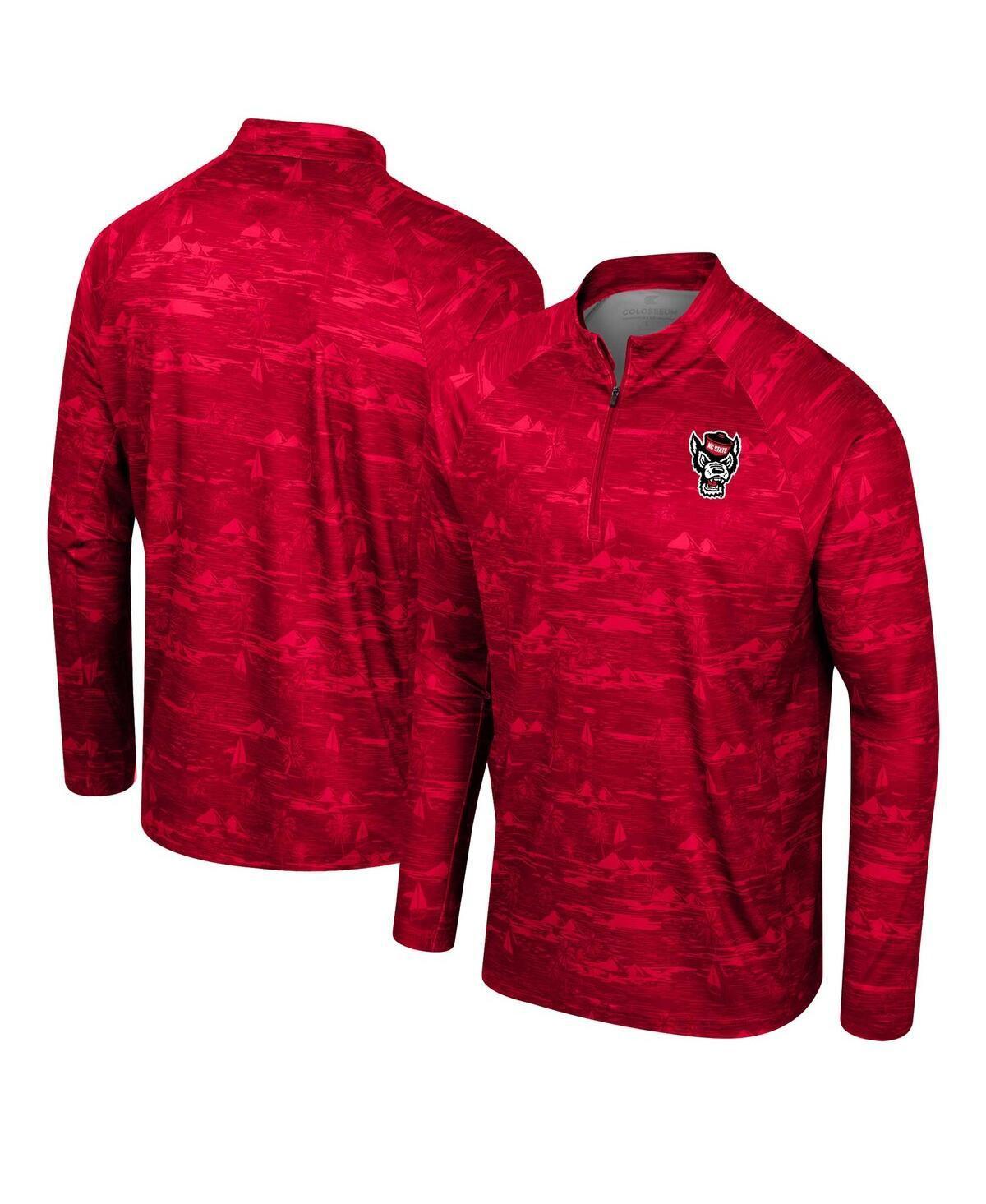 Mens Colosseum Red NC State Wolfpack Carson Raglan Quarter-Zip Jacket Product Image