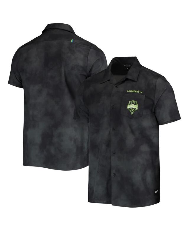 The Wild Collective Mens Black Seattle Sounders Fc Abstract Cloud Button-Up Shirt Product Image