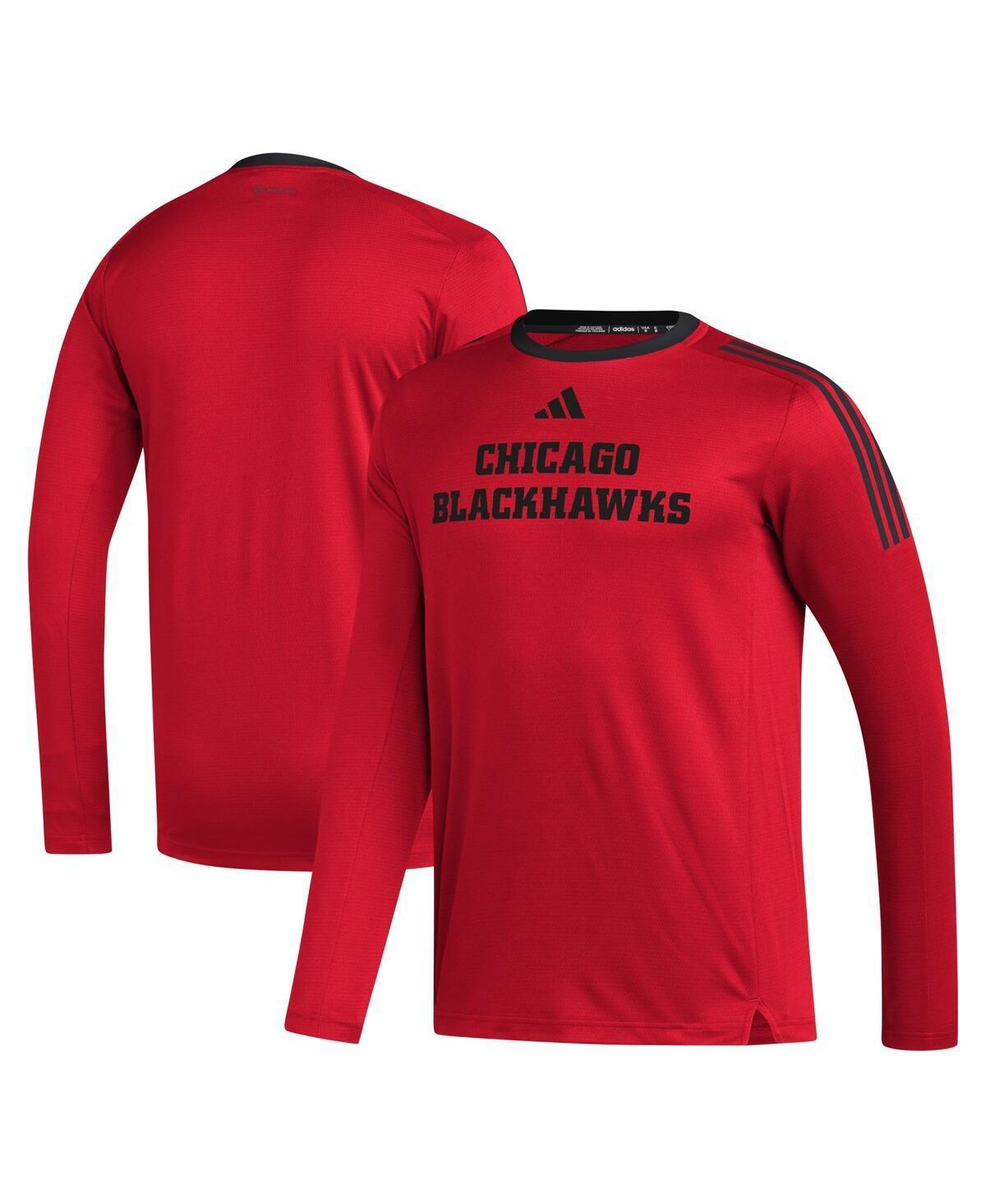 Mens adidas Red Chicago Blackhawks Aeroready Long Sleeve T-shirt Product Image