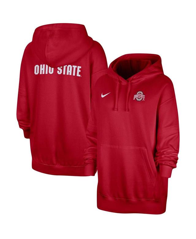 Womens Nike Scarlet Ohio State Buckeyes Sideline Two-Hit Club Fleece Pullover Hoodie Product Image