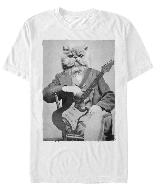 Mens Cat Vintage Guitar Photo Graphic Tee Product Image