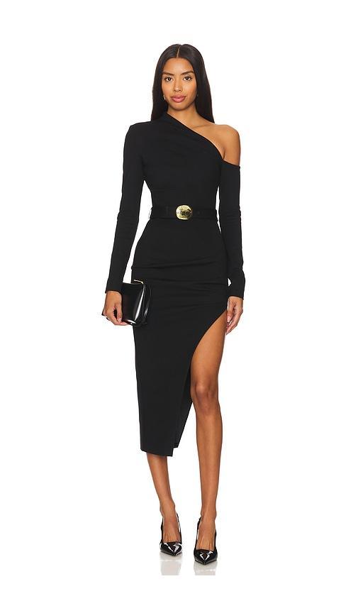 Shiloh Asymmetrical Cold Shoulder Midi Dress Product Image