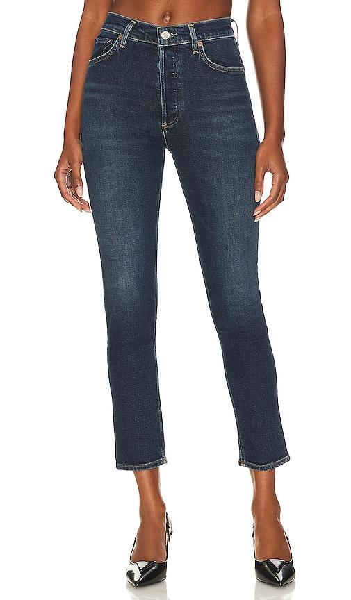 AGOLDE Nico High Rise Slim in Blue. - size 23 (also in 24, 25, 26, 27, 28, 29, 30, 32, 33, 34) Product Image