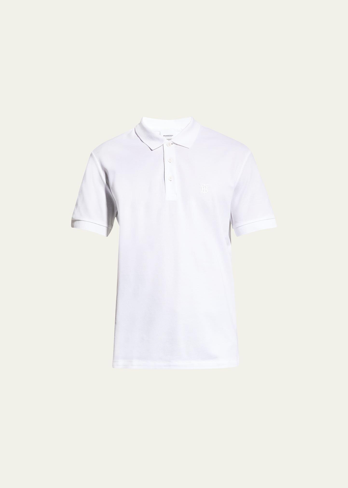 Mens Eddie Pique Polo Shirt, White Product Image