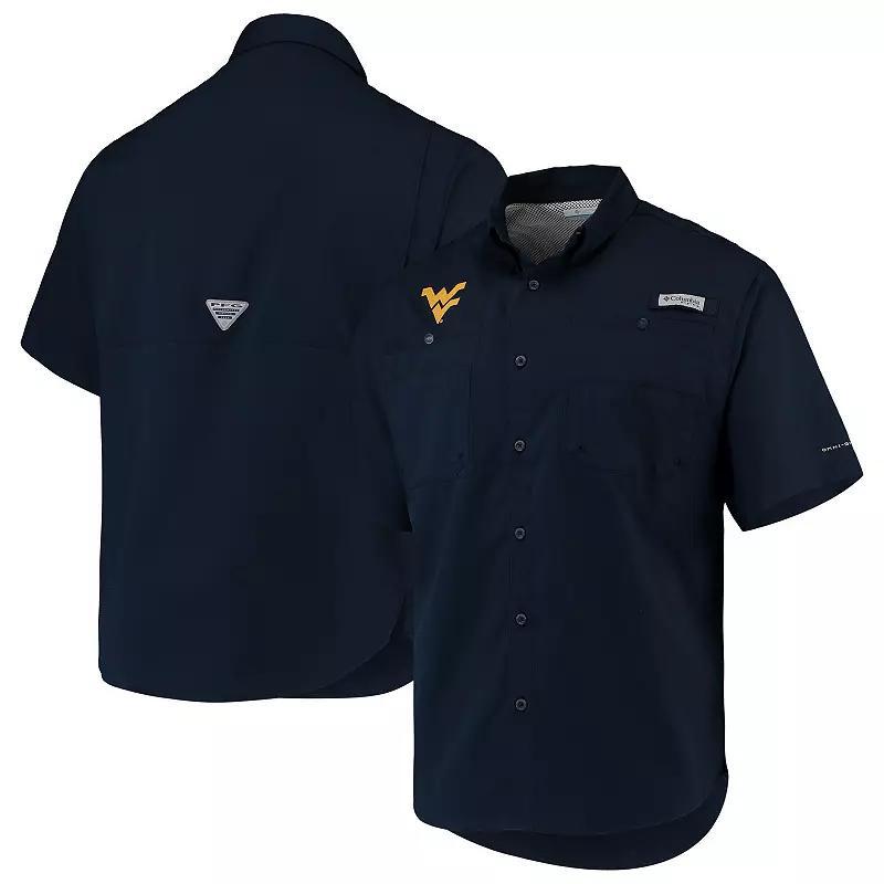 Mens Columbia Navy West Virginia Mountaineers Pfg Tamiami Omni-Shade Button-Down Shirt Product Image