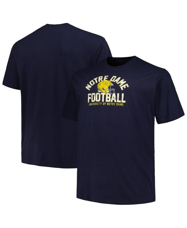 Mens Champion Navy Distressed Notre Dame Fighting Irish Big and Tall Football Helmet T-shirt Product Image