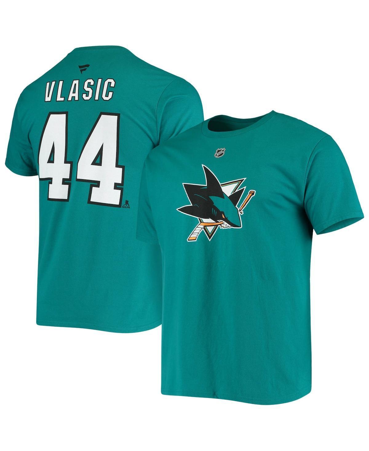 Mens Fanatics Branded Marc-Edouard Vlasic Teal San Jose Sharks Player Name and Number T-Shirt Product Image