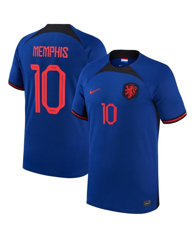 Mens Nike Memphis Depay Blue Netherlands National Team 2022/23 Away Breathe Stadium Replica Player Jersey - Blue Product Image