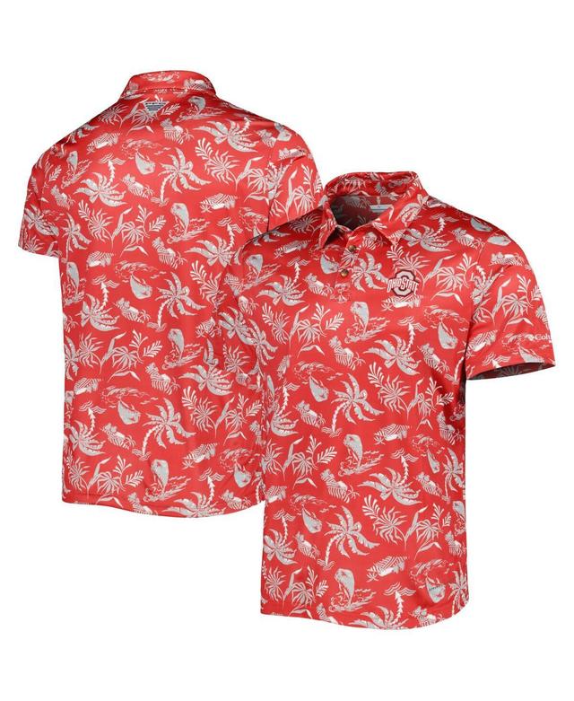 Mens Columbia Scarlet Ohio State Buckeyes Super Terminal Tackle Omni-Shade Polo Product Image