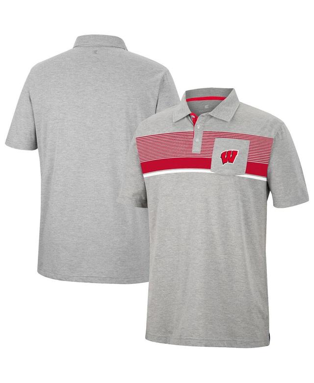 Mens Colosseum Heathered Gray Wisconsin Badgers Golfer Pocket Polo Shirt Product Image