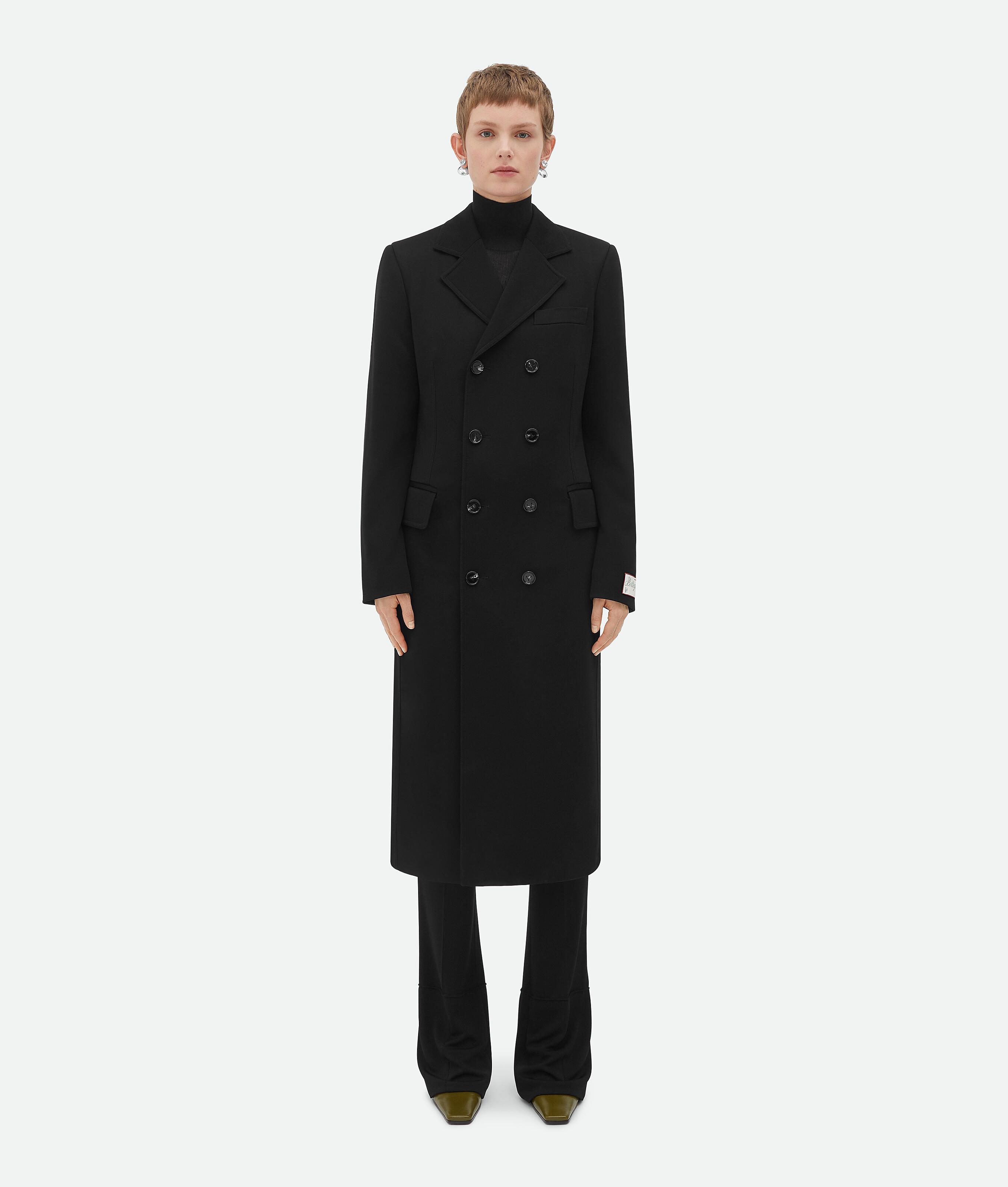 Women's Matt Fluid Viscose Jersey Coat in Black product image