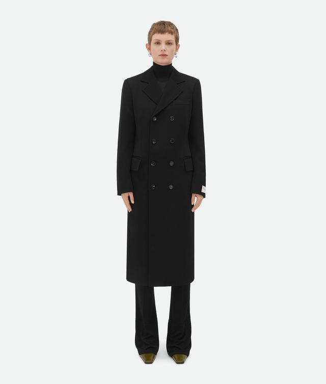 Women's Matt Fluid Viscose Jersey Coat in Black Product Image