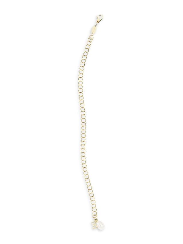 Womens 18K Gold & Pearl Cable Chain Bracelet Product Image