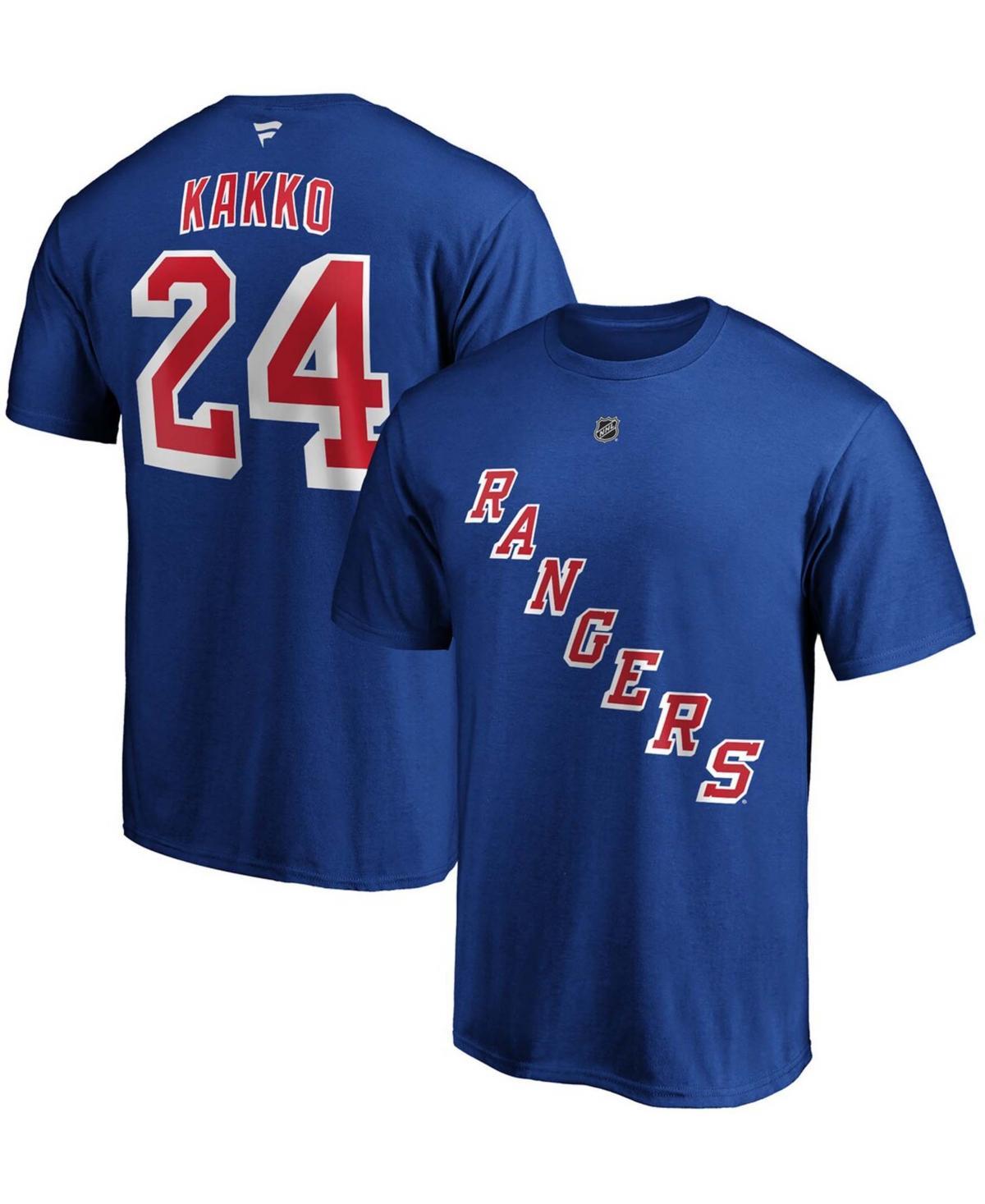 Mens Fanatics Branded Kaapo Kakko Blue New York Rangers Player Authentic Stack Name & Number T-Shirt Product Image